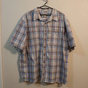 LL Bean Shirt Blue plaid, short sleeve button up